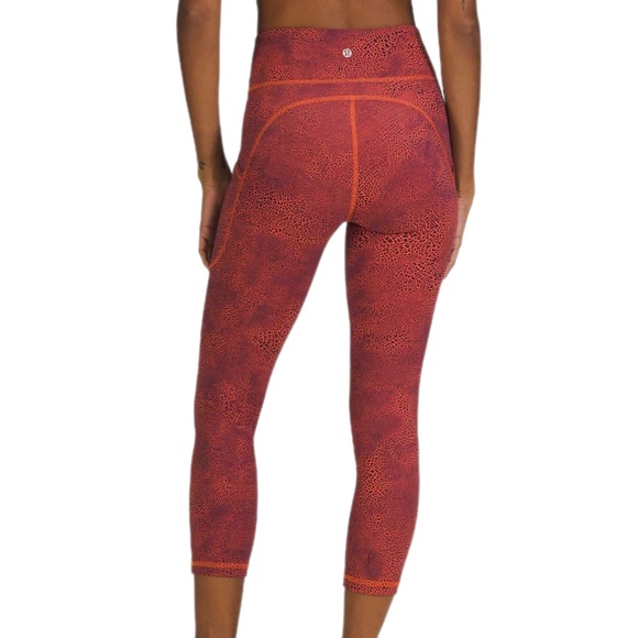 Lululemon Invigorate High Rise Crop 23" Crackle Glaze Vintage Orange Size 18 - Picture 2 of 10